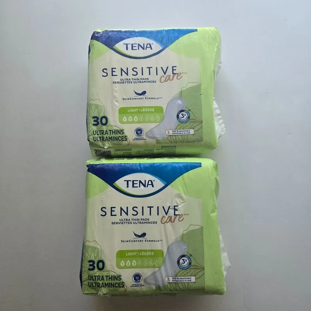 TENA Sensitive Care Pads 30 Ct 2 Pk Ultra Thin Light Absorbency Regular Length